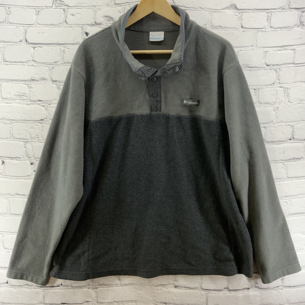 Columbia Fleece Jacket Sz XL Henley Pullover Gray